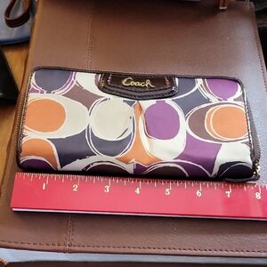 Coach Purple and Orange Geometric Wallet